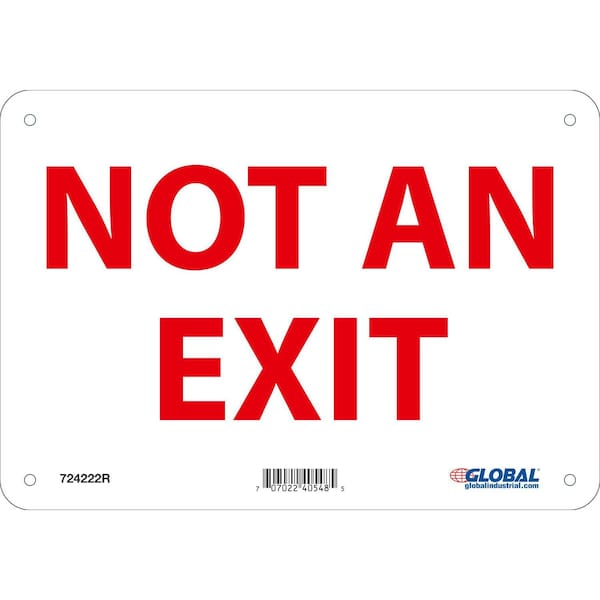 Exit Sign, Plastic, 10 in W, 7 in H